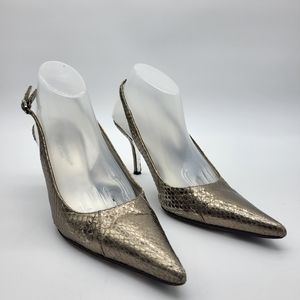 Dolce & Gabbana gold reptile print sling back heel Size 35